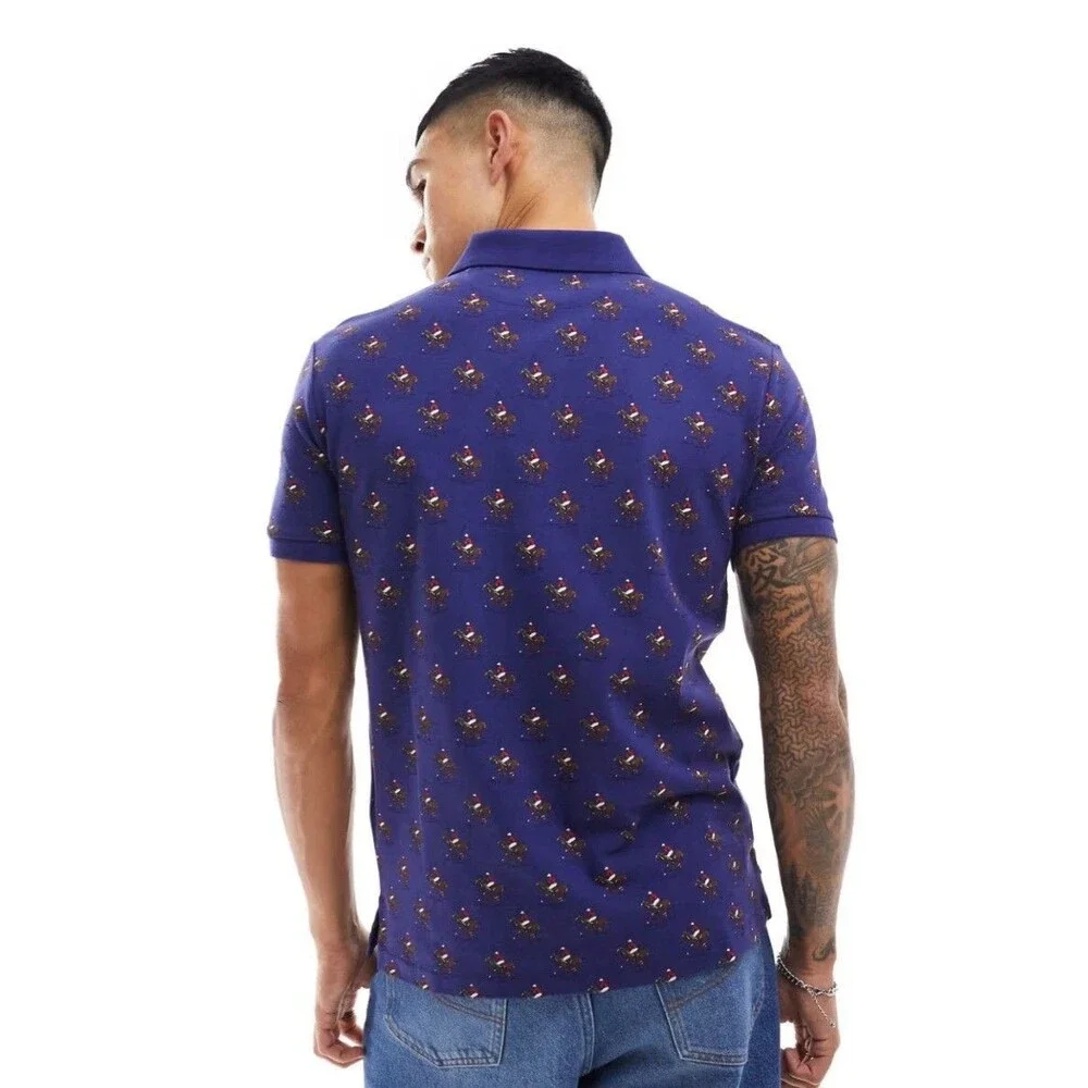 Polo Ralph Lauren Equestrian AOP Pony Mesh Polo Navy XL Classic Fit